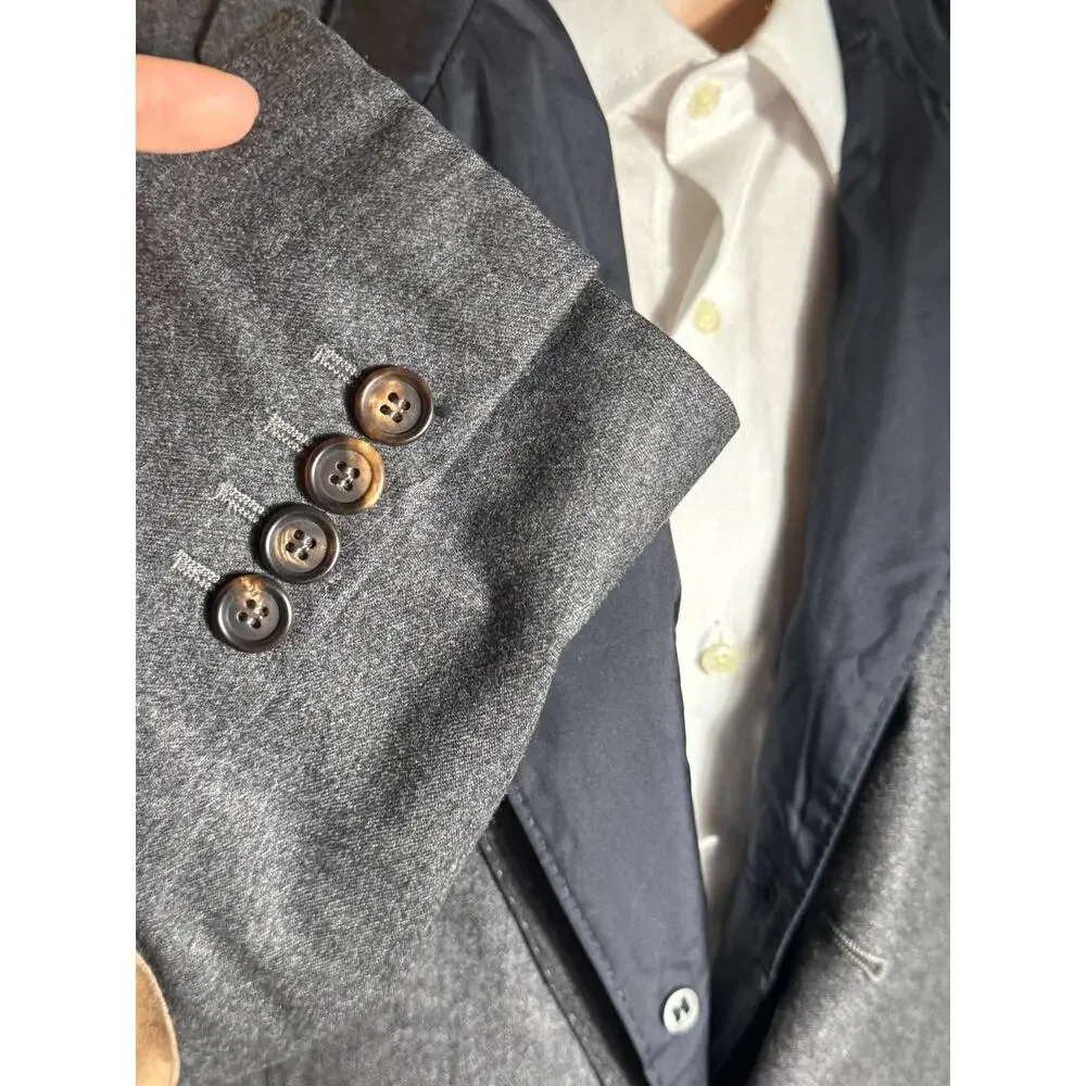 Brunello Cucinelli Hybrid Gray Cashmere Blazer w Nylon Vest Davos 52